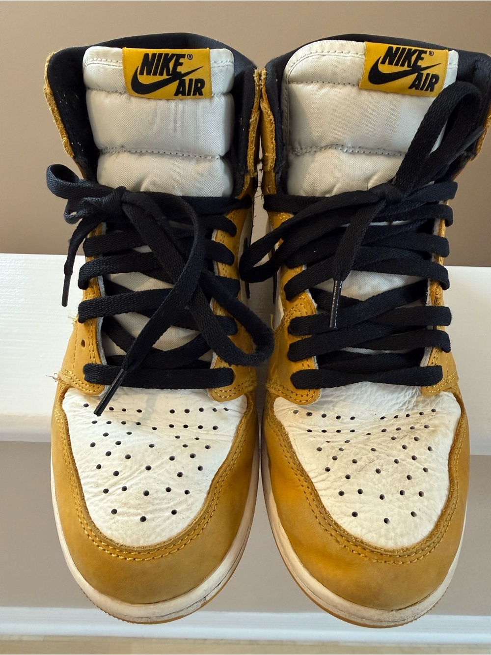 Jordan 1s Yellow and White High-Top Sneakers size 8 men